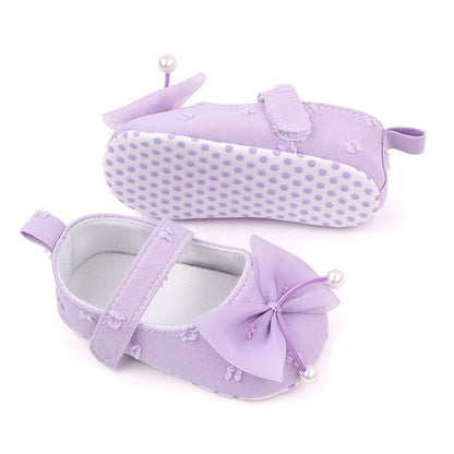 0-18months Baby Girls Bowknot Flats Soft Sole Shoes Non-Slip Princess Wedding Dress Walking Shoes For Newborn Girls