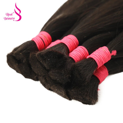 REAL BEAUTY Remy Human Hair Vietnam Natural Straight Bulk Hair for Braiding Black Brown No Weft Crochet Braids Bundles