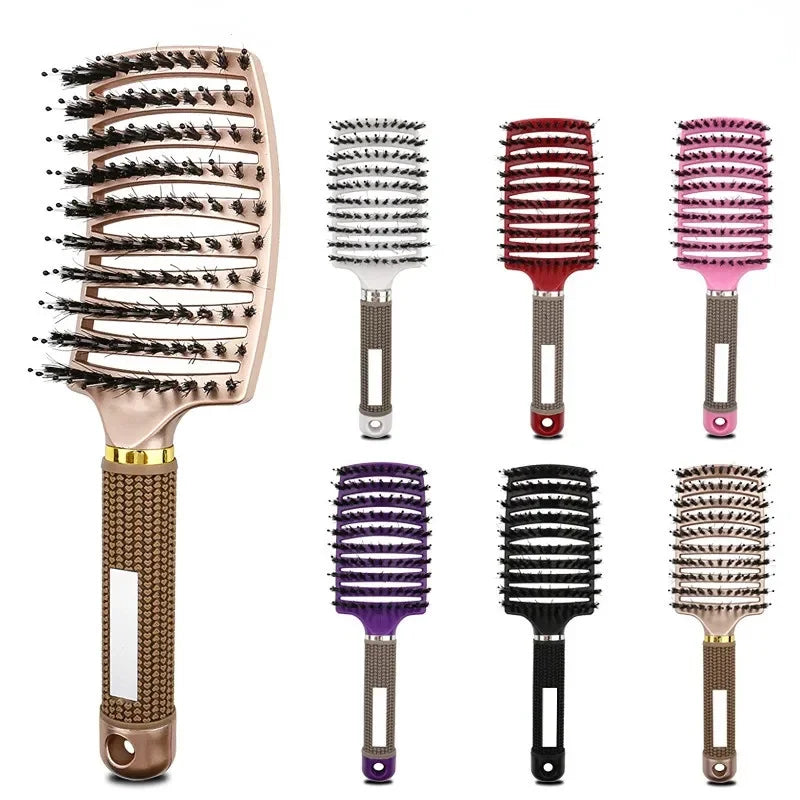 Hair Brush Scalp Massage Comb Hairbrush Bristle;Nylon Women Wet Curly Detangle Hair Brush for Salon Hairdressing Styling Tools