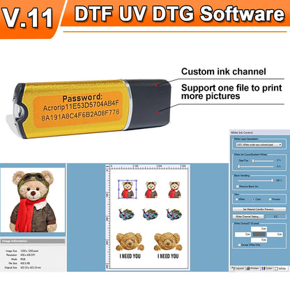 DTF RIP Software V11.2 Printing Software For Epson UV DTF DTG Printer L8050 L1800 L805 DTF Software DTF Dongle Key RIP Software