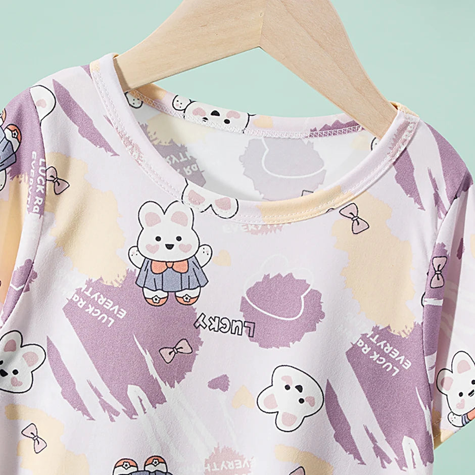 1/2 Piece Children's Sweet And Lovely Straight Skirt Loose And Comfortable Girl's Home Skirt Casual Round Neck Plus Size Skirt