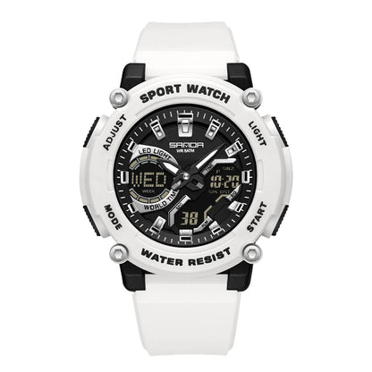 SANDA Outdoor Men's Electronic Wristwatch Large Dial Multifunctional Waterproof Luminous Alarm Military Sports Watch