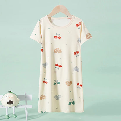1/2 Piece Children's Sweet And Lovely Straight Skirt Loose And Comfortable Girl's Home Skirt Casual Round Neck Plus Size Skirt