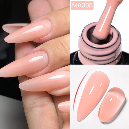 2 In 1 Nude Pink Rubber Base Gel Nail Polish Semi Permanent Self Leveling UV Construction Gel Varnish Soak off DIY Nail Supplies