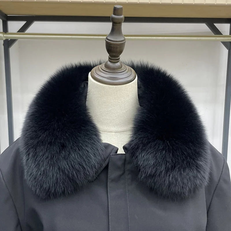 Real Fox Fur Collar Winter Men And Women's Fox Fur Square Collar Natural Fur Scarves For Ladies Neck Warmer Fur Scarf Shawls