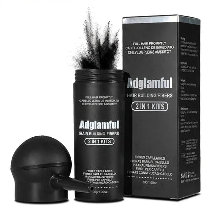 Adglamful 30g Hair Building Fiber - Spray Head Design, Precise Coverage, 5 Sec Quick Thickening for Sparse Areas & Styling