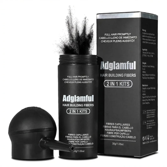 Adglamful 30g Hair Building Fiber - Spray Head Design, Precise Coverage, 5 Sec Quick Thickening for Sparse Areas & Styling