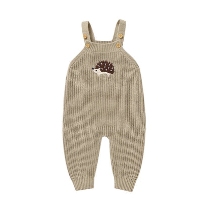 Baby Girls Boys Rompers Cute Hedgehog Knitted Newborn Sleeveless Sunsuits Jumpsuits 0-18m Infant Unisex Overalls Toddler Costume