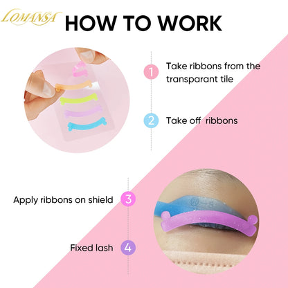 Lomansa 5 Color 10pc Silicone Eyelash Rods Softening Colorful Lash Lift Ribbon Perm Multi-Functional Eyelash Lifting Makeup Tool