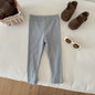 Children's Solid Color Leggings Cotton Ribbed Toddler Pants Versatile Inner Outer Wear Gender Neutral Kids Trousers