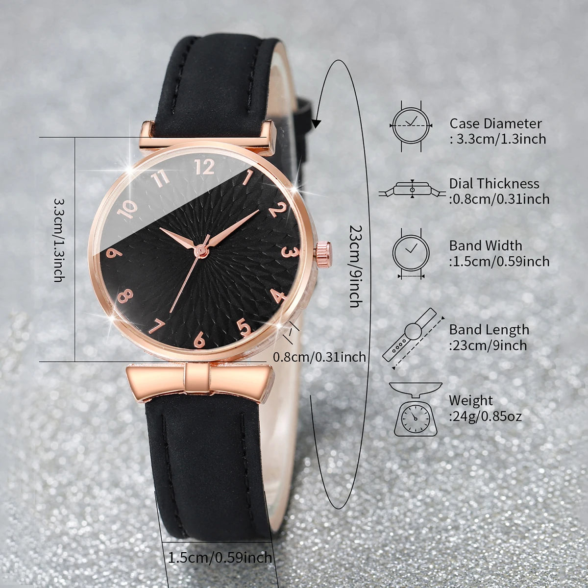 6pcs/set Ladies' belt watch, student ins style Korean version, simple temperament, light luxury, niche with calendar quartz