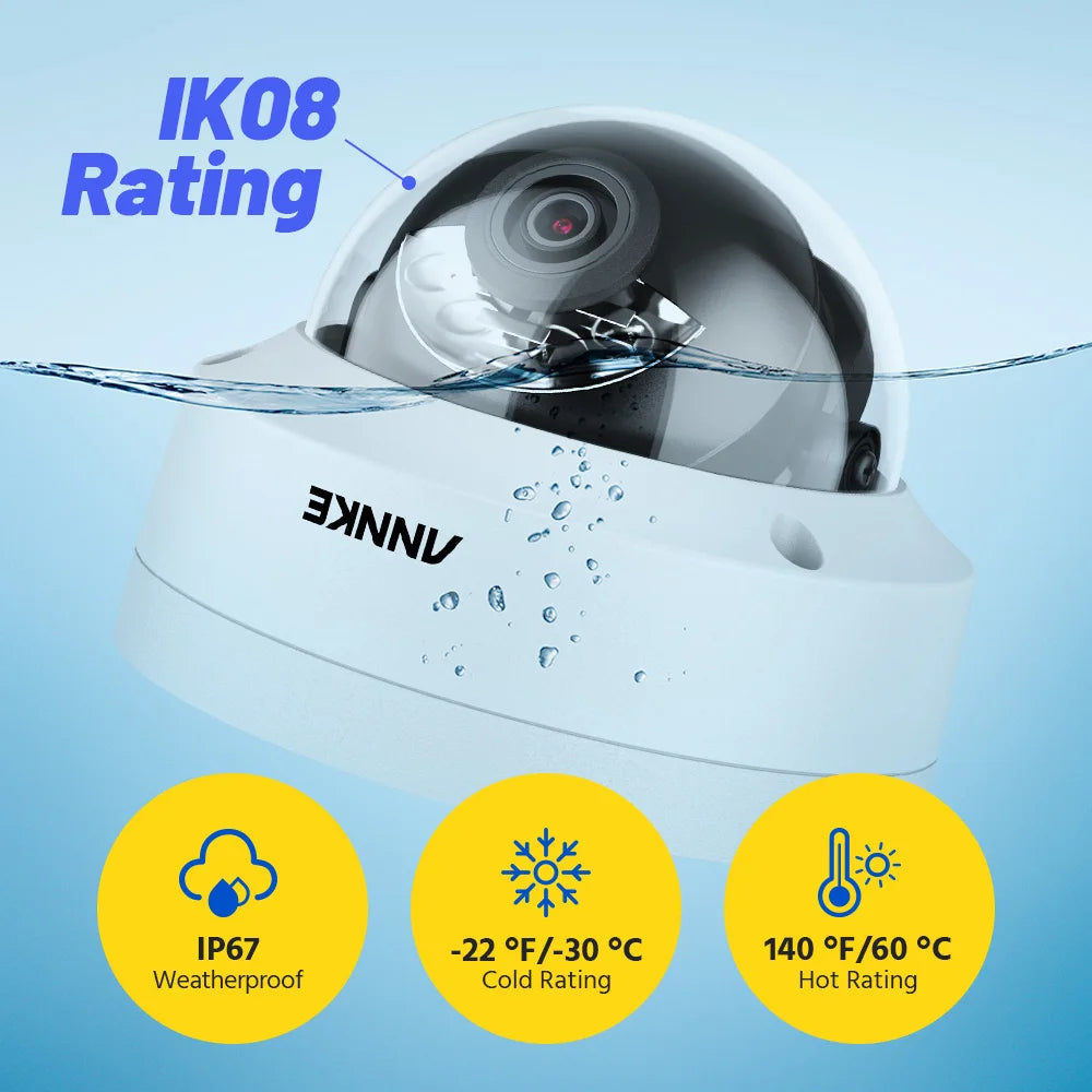 ANNKE 8CH 4K IP Camera Security System 265+ 8MP Poe Camera Two Way Audio Video Surveillance CCTV 4MM Lens Support 256G Card IP67