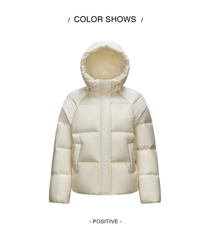 Semir Down Jacket Women Solid Color Loose Versatile 2025 Winter New Waterproof Oil-proof Stain-proof Hooded Coat Down Jacket