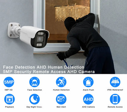 5MP Wired CCTV Analog Security Camera Outside Street Waterproof AHD Dome Video Surveillance Camera BNC XMEYE 4K 5MP AHD DVR View