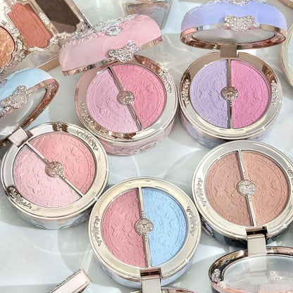 Flower Knows Strawberry Rococo Embossed Blush Fine Powder Makeup Smooth Long Lasting Blusher Waterproof Blush Maquiagem