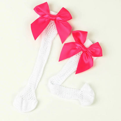 Baby Ankle High Lace Fishnet Vintage Short Socks Girl's Mesh Bow Fishnet Stockings Cute White Black Fashion Parent Child Socks