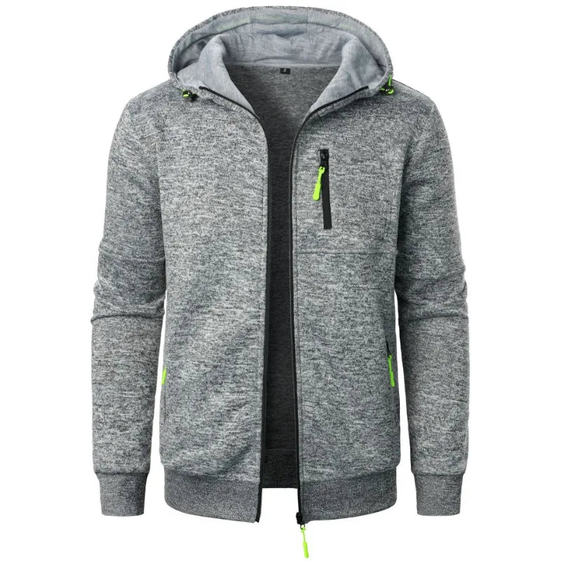 New Streetwear Men's Long Sleeve Sweatshirts for Men Zipper Hooded Oversize Winter Warm Jacket Coat Outdoor Tracksuit Men