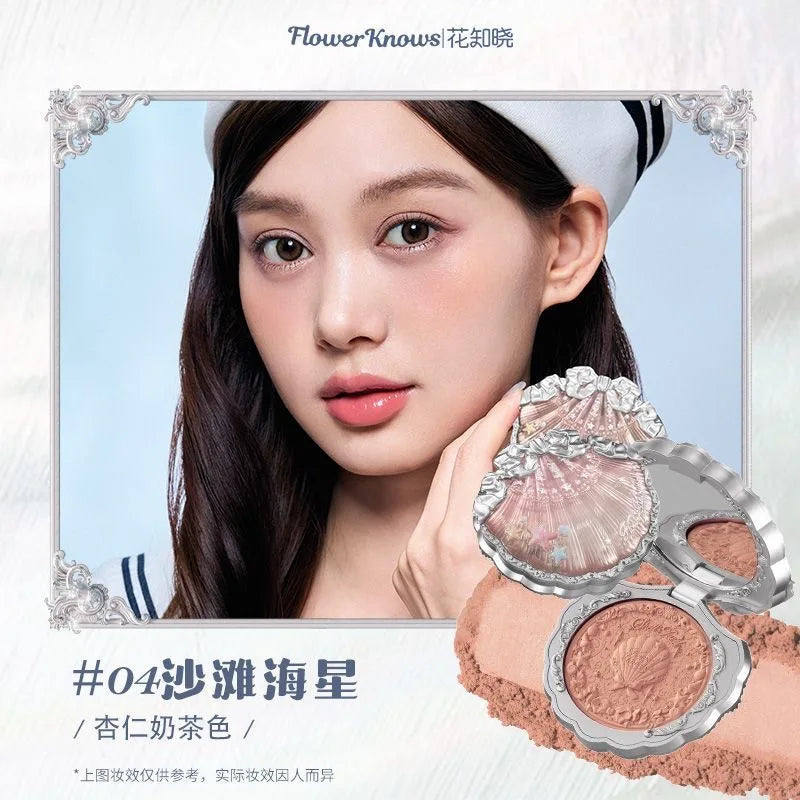 Flower Knows Strawberry Rococo Embossed Blush Fine Powder Makeup Smooth Long Lasting Blusher Waterproof Blush Maquiagem