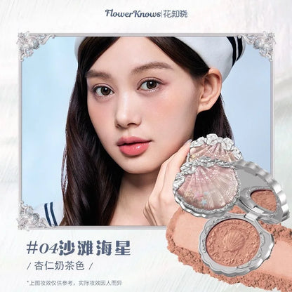 Flower Knows Strawberry Rococo Embossed Blush Fine Powder Makeup Smooth Long Lasting Blusher Waterproof Blush Maquiagem