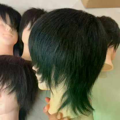 Real Human Hair Mannequin Head Short Black Hair Perfect For Barber Training Practice Beauty Styling Tool
