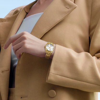 BERNY Golden Watch for Women Quartz Luxury Diamond Shape Lens Ladies Wristwatch Waterproof Stainless Steel Fashion Women Watch