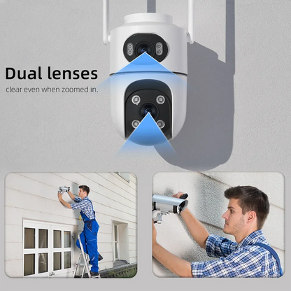 8MP Dual Lens WiFi PTZ Camera Outdoor Security Camera 4MP+4MP Wireless CCTV IP Camera Smart Home Surveillance Night Vision AI De