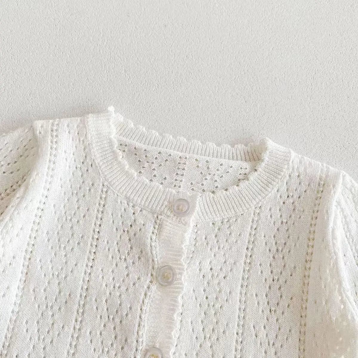 Korean-style Baby Girls' Top - Sweet, Breathable, Soft, and Pure-Color Cardigan