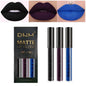 DNM 3PCS Liquid Lipstick Sets Waterproof Matte Black Blue Purple Blue Sexy Lip Gloss Long Lasting Nude Lip Tint Stain Makeup Kit