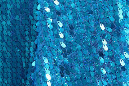Girl Stunning Princess Maxi Dress All Body Sequin Covered Blue Train Sparkly Tulle Costume Snow Queen Party Elsa Cosplay Outfit