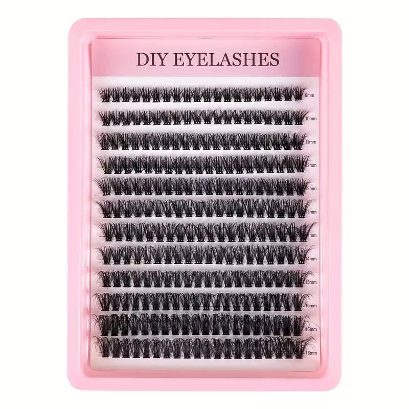Cluster Lashes, 240pcs 40D 9-16mm Mixed Lengths, Ultra-Natural Look Thin Ultra-Soft Ultra-Light, Reusable  for Beginners