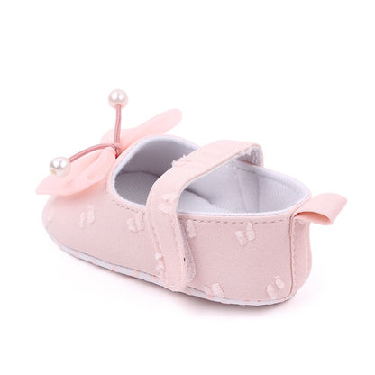0-18months Baby Girls Bowknot Flats Soft Sole Shoes Non-Slip Princess Wedding Dress Walking Shoes For Newborn Girls