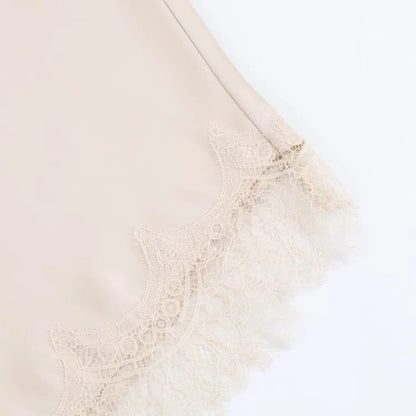 BSAY Lace Asymmetry Satin Texture Skirt Women Fashion Autumn Winter New Solid Chic Female High Waist Elegant Skirts Mujer