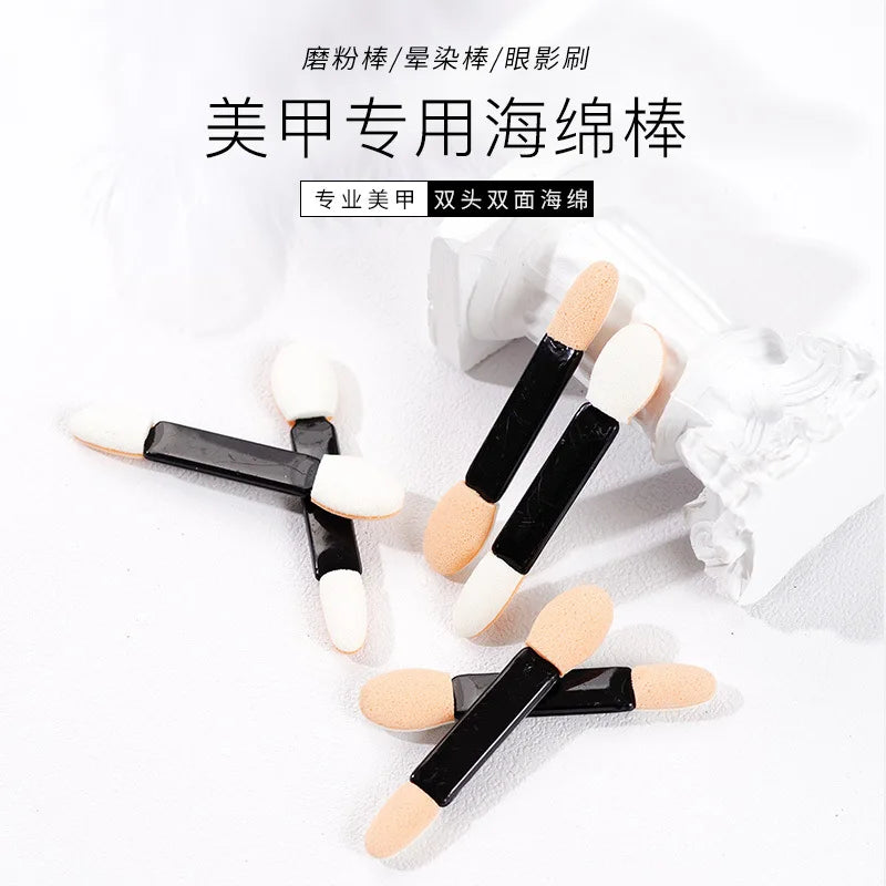 10/30/50/200/500/1000pcs Double Ended Sponge Nail Art Powder Brush Multifunctional Eyeshadow Brush Portable Makeup Manicure Tool