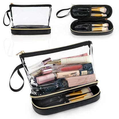  Double-Layer Large Capacity Makeup Bag, Multifunctional Wet and Dry Separation Travel Toiletry Bag, Makeup Brush Organizer