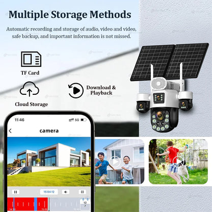 20MP AOV Solar Outdoor Surveillance Camera 4G SIM 7/24 Hours Recording 60X Optical Zoom Auto Track 31200mah Security PTZ Cameras