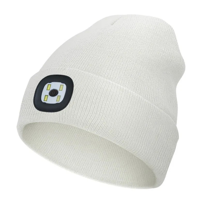 For Woman Cap Night Running Fishing Riding Sports Teenager Beanies Winter Men Beanie Hat with LED Light Rechargeable Knitted Hat