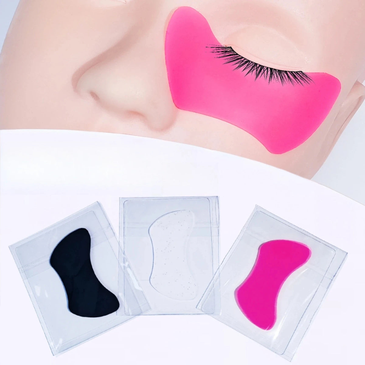 Reusable 2Pcs Eye Pads Silicone Stripe Lash Lift Shield Eyelash Extension Super Sticky Under Eye Gel Patch Beauty Tool