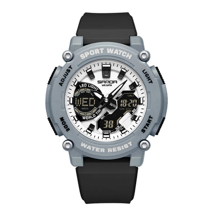 SANDA Outdoor Men's Electronic Wristwatch Large Dial Multifunctional Waterproof Luminous Alarm Military Sports Watch