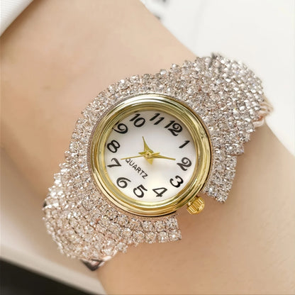 Elegant Full Rhinestone Women Watches Fashion Bracelet Bangle Round Dial Ladies Quartz Wristwatch Relogio Feminino