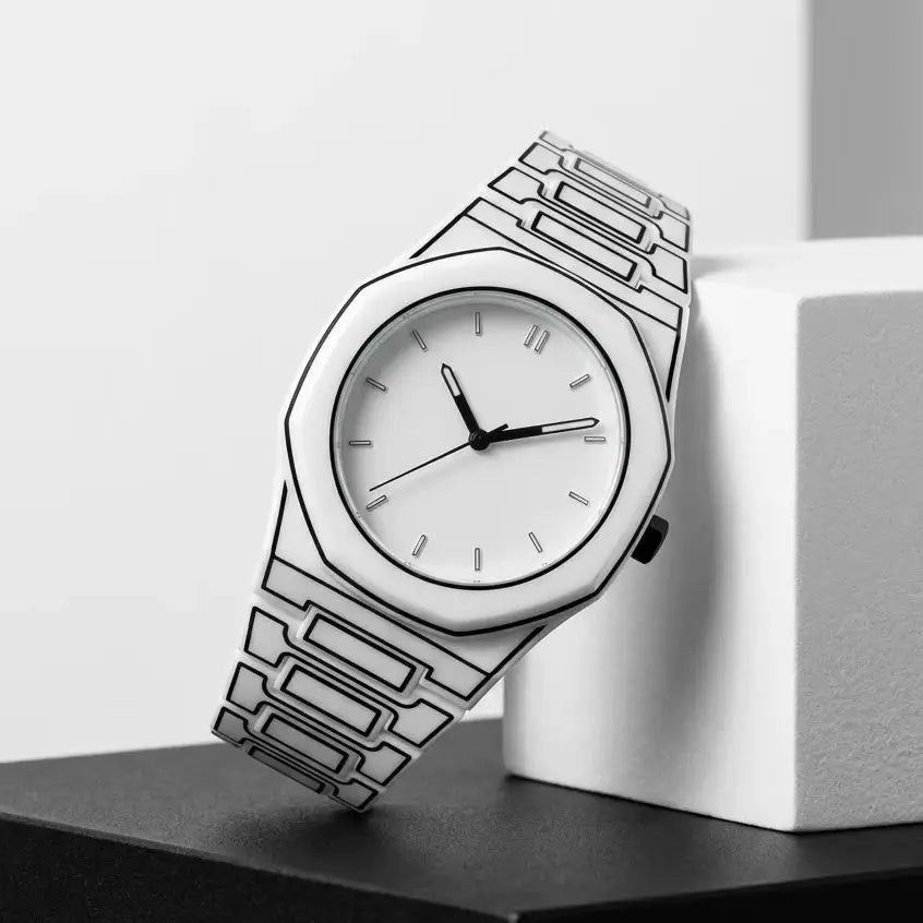 Rebirth Octagonal Comic-Style Watch, Two-Dimensional Line Art Quartz Watch, Simple Unisex Waterproof Watch for Both Men and Women
