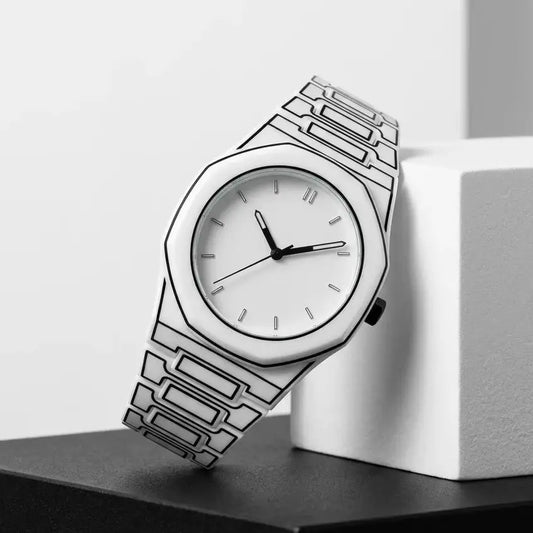 Rebirth Octagonal Comic-Style Watch, Two-Dimensional Line Art Quartz Watch, Simple Unisex Waterproof Watch for Both Men and Women