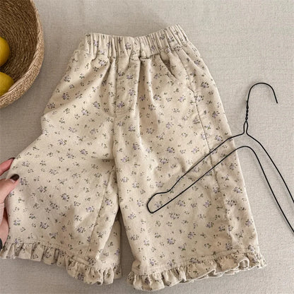 2026 Spring New Girls Cotton Loose Harem Pants Children Girl Clothes Casual Ankle-length Trousers Toddler Kids Corduroy Pants