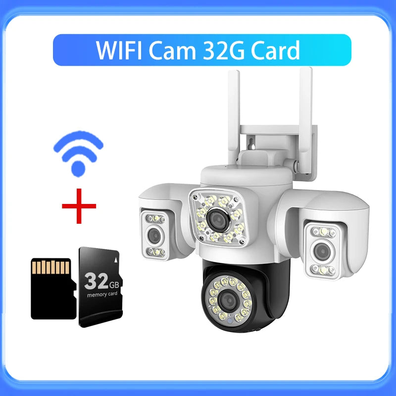 Yoosee 15MP WIFI Security Camera Outdoor AI Human Tracking 3 Lens 3 Screens 360° PTZ Surveillance Full Color Night Vision CCTV