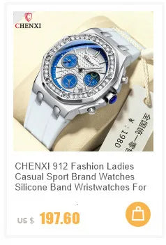CHENXI 8222 Fashion Couple Quartz Watch Waterproof Night Light Date Stainless Steel Strap Casual Date Men's and Women's Watch
