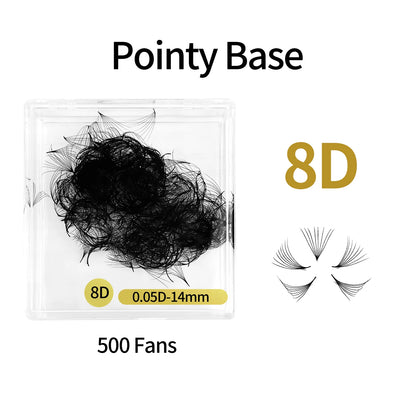 ABONNIE 500 Fans Loose Fan 6D-20D Pointy Base Premade Fans Sharp Thin Slim Medium Stem Volume Russian Eyelashes Extensions