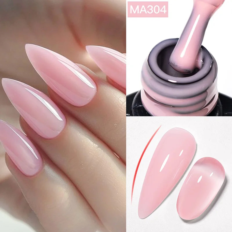 2 In 1 Nude Pink Rubber Base Gel Nail Polish Semi Permanent Self Leveling UV Construction Gel Varnish Soak off DIY Nail Supplies