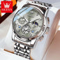 OLEVS Luxury Flywheel Design Couple Wristwatch Chronograph Waterproof Moon Phase Watch Brand Original Quartz Watch for Men Women
