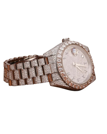 Vvs Moissanite Luxury Moissanite Diamond Watch Round Alloy Hip Hop Style Display Steel Strap Perfect Watch for Mens