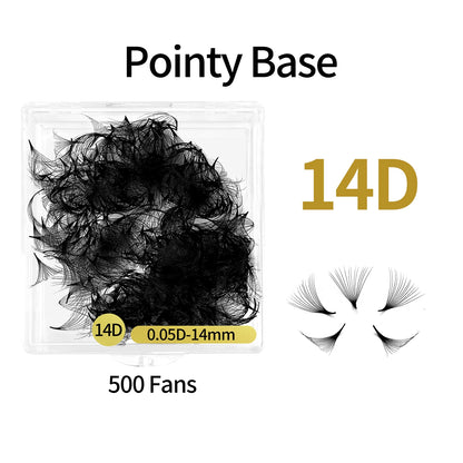 ABONNIE 500 Fans Loose Fan 6D-20D Pointy Base Premade Fans Sharp Thin Slim Medium Stem Volume Russian Eyelashes Extensions