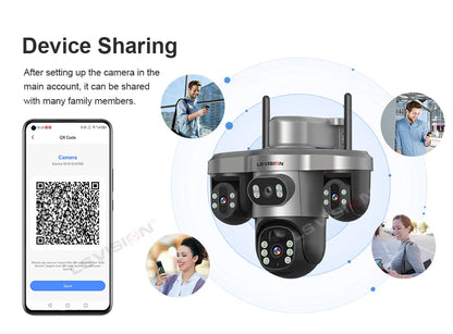 LS VISION Wireless WiFi Solar Camera Three Lens Three Screen 4G Sim Card Solar Cam Human Detection Outdoor Solar Surveillance